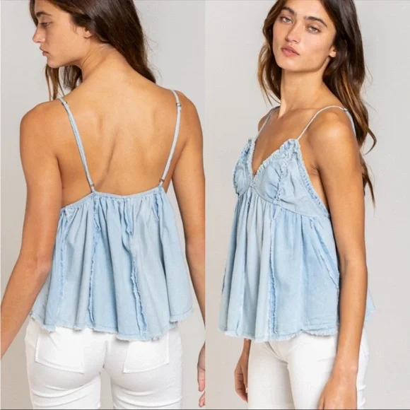 POL Deep V Denim Tank Top - Picture 5 of 10